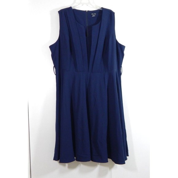 City Chic Dresses & Skirts - CITY CHIC dress veronica vintage fit flare knee length navy blue plus XXL 24 24W